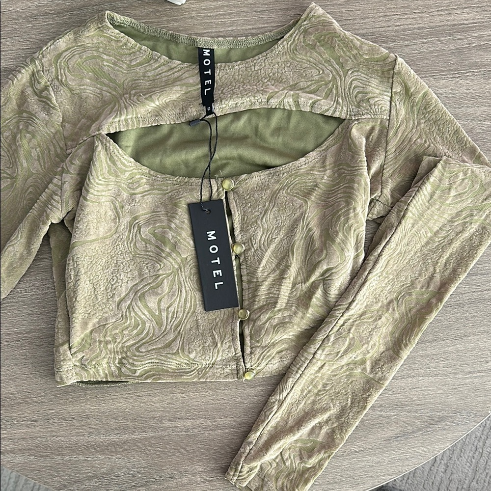 Motel Rocks Olive Green Crop Top